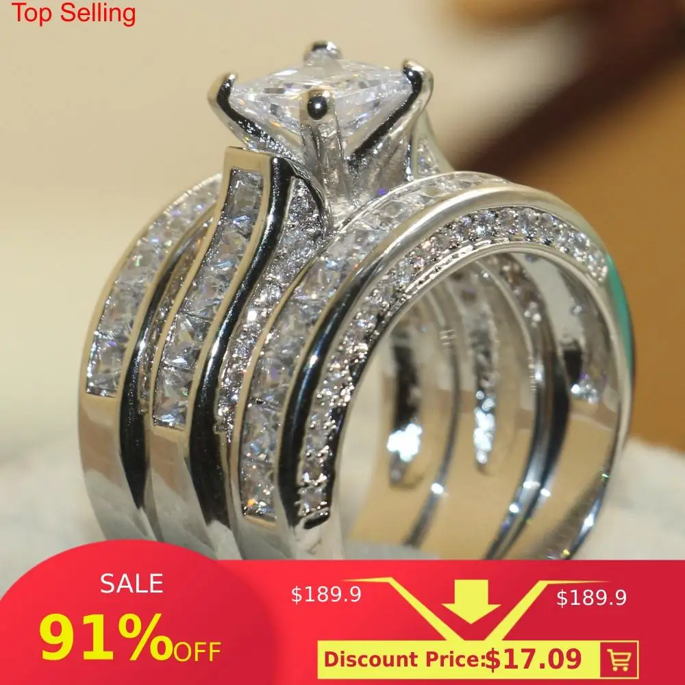 Choucong Wieck Princess Cut брендовые ювелирные изделия из стерлингового серебра 925 пробы