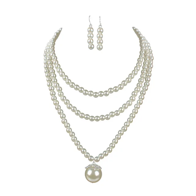 

European and American simple hot-selling imitation pearl necklace multi-layer short clavicle chain female neck decoration