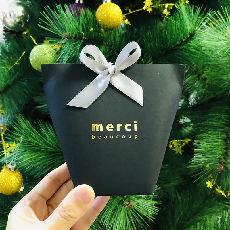5 шт. Высококачественная черно-белая бронзовая конфетная сумка &quotMerci&quot