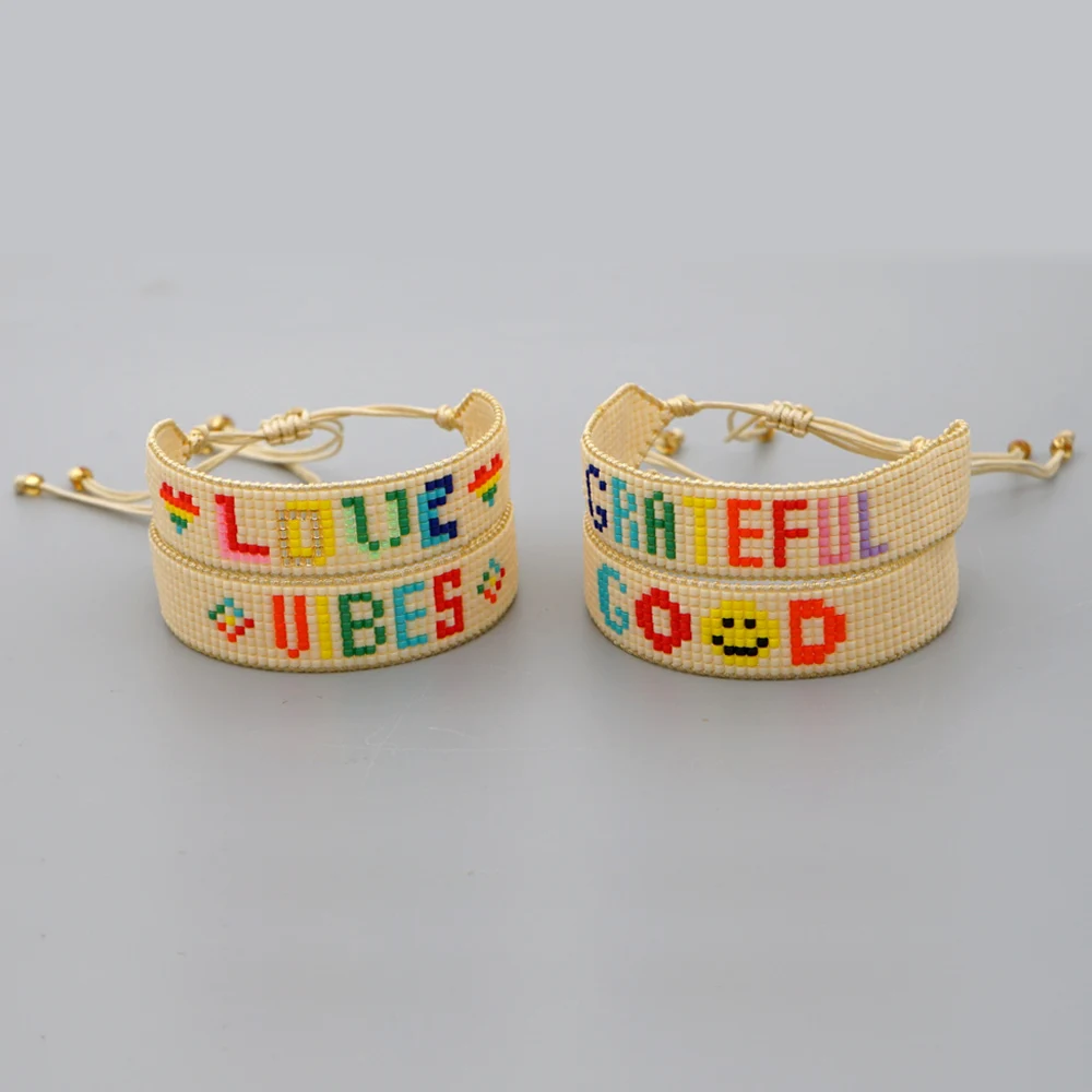 Go2Boho Miyuki Bracelet LOVE Letter Bracelets For Women Heart Boho Rainbow Handmade Loom Jewelry Seed Beads Pulseras Mujer