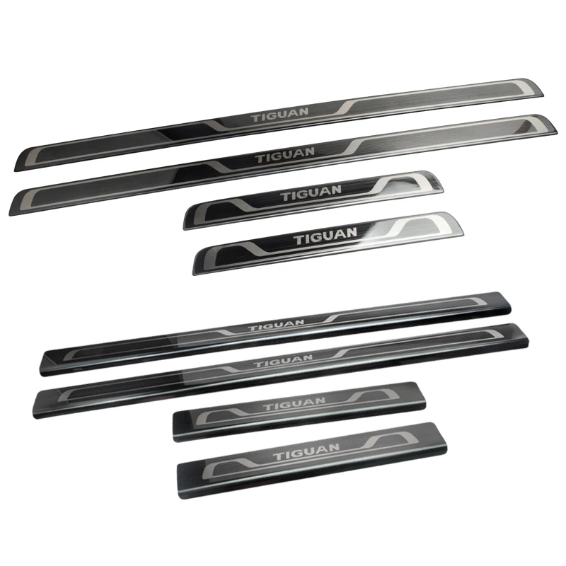 Black 8pcs Накладка на порог из нержавеющей стали для Volkswagen VW Tiguan mk2 дверной порог Добро пожаловать педаль отделка Аксессуары - Название цвета: Black 8pcs