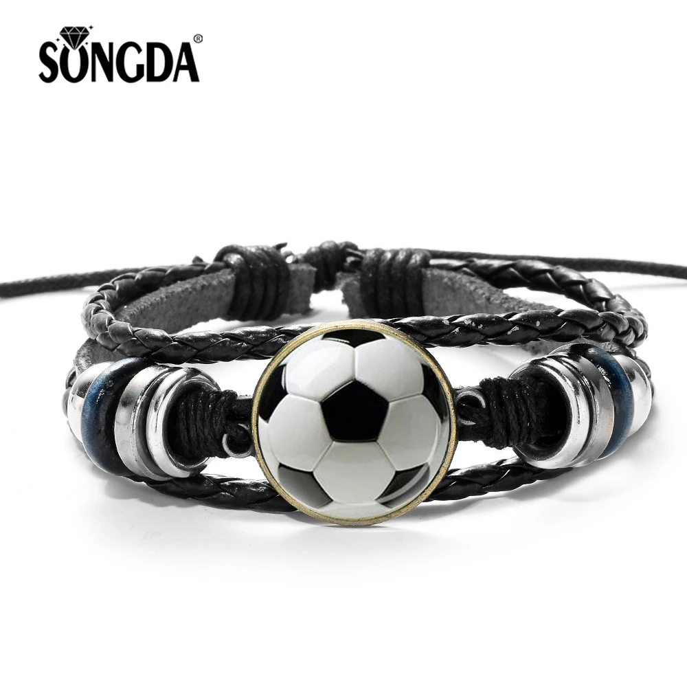 Модные футбол волейбол браслет с фото для любителей спорта стеклянный камень