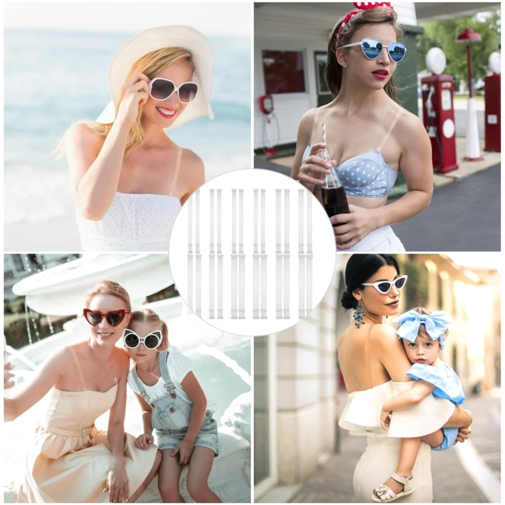 

12 Pairs Invisible Clear Bra Straps Replacement Bra Straps Non-Slip Transparent Elastic Underwear Accessories