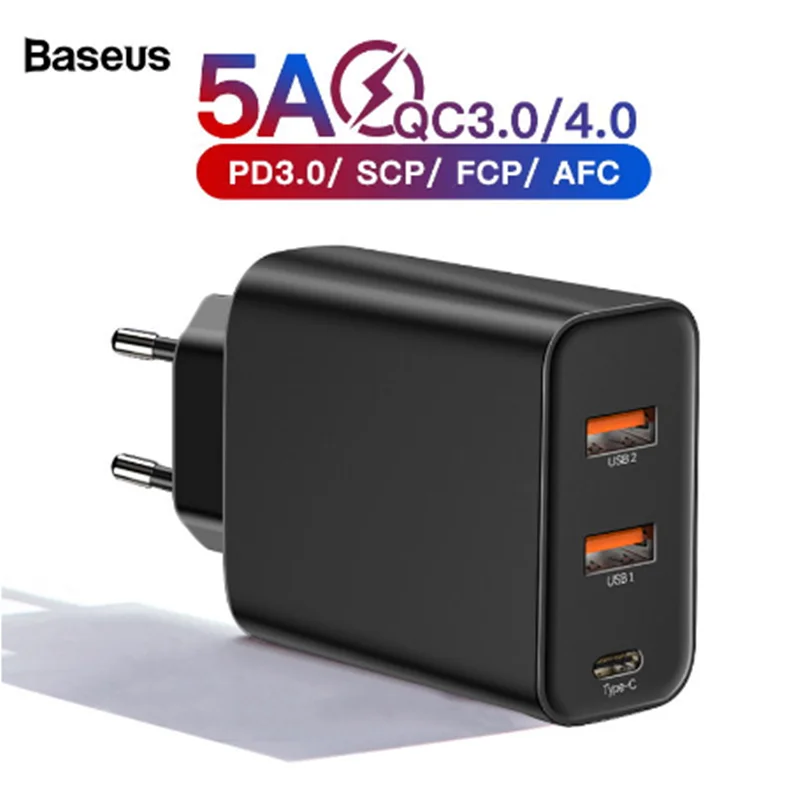 Быстрое зарядное устройство Baseus 60 Вт 4 0 3 мульти USB для iPhone 11 Pro Max iPad Macbook SCP QC4.0 QC3.0 QC