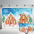 Рождественская елка, рисунок Имбирный пряник фон с домами печенье баннер Candyland зимние Снежинка детский фон для фотосъемки на день рождения вечерние