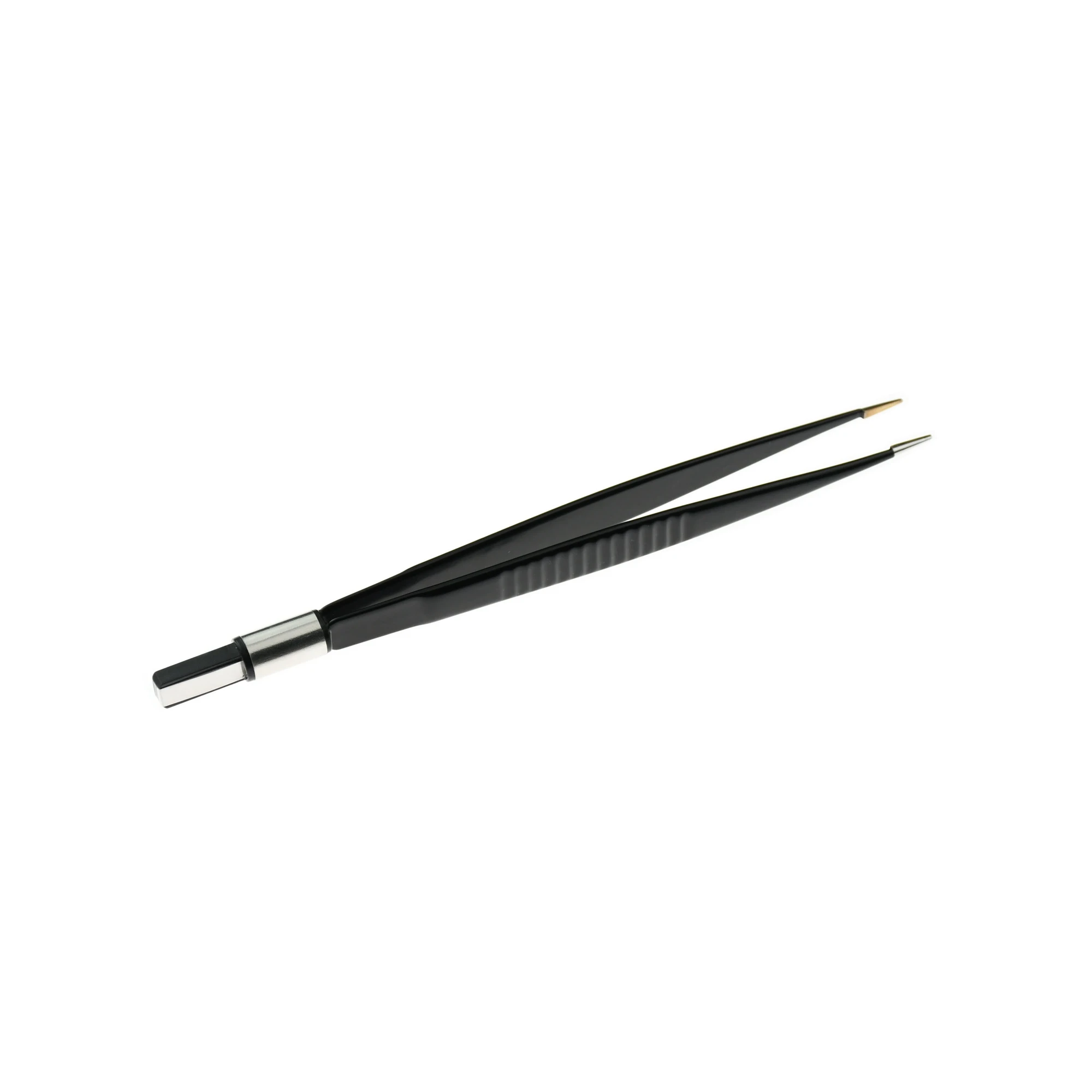 IEC Bipolar Forceps Tweezers Straight tip Electrosurgical unit,Black nylon coated Non Stick with cable 5/2mm connector to IEC