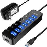 powered usb hub 3 0 splitter cable 4 7 port with one smart charging interface individual onoff for macbook mac pro mini more