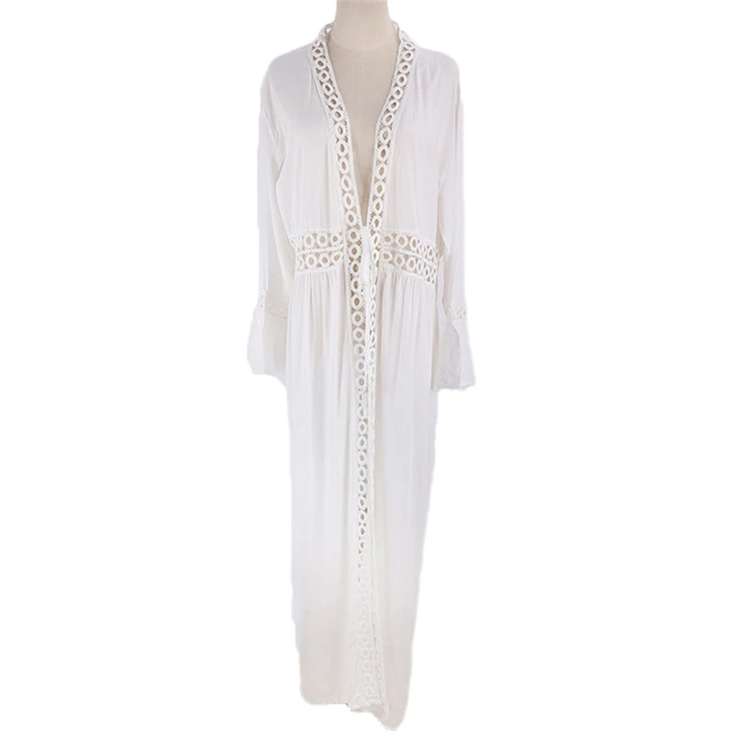 

Summer Women Swimsuit Bikini Cover Up Sexy Beach Cover-Ups Sexy Long Dress Elegant Lace Kimono Beach Bathing Suit Tunic Kaftan