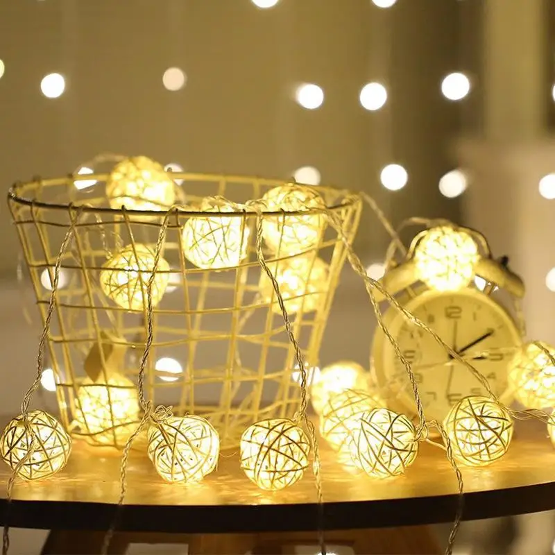 Рождественская гирлянда Luminaria со светодиодными ротанговыми шариками