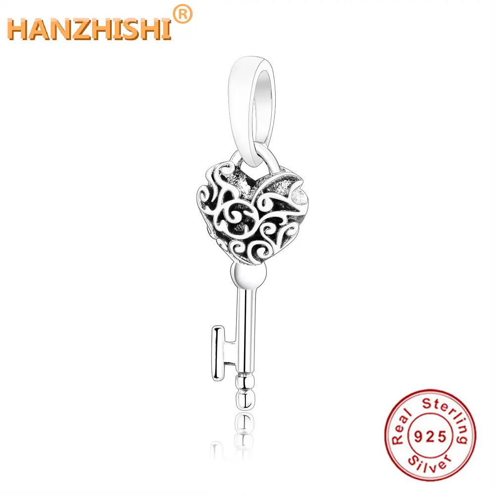 100% Стерлинговое Серебро 925 пробы Классический брелок в форме сердца Шарм бусины