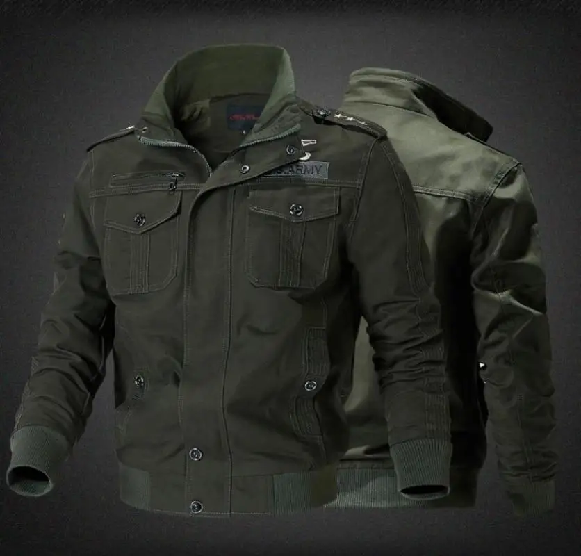 

Mens Winter Cotton Bomber Jacket Coat Stand Collar Male Casual Air Force Flight Jacket Plus Size 4xl 5xl Windbreaker Men 2019
