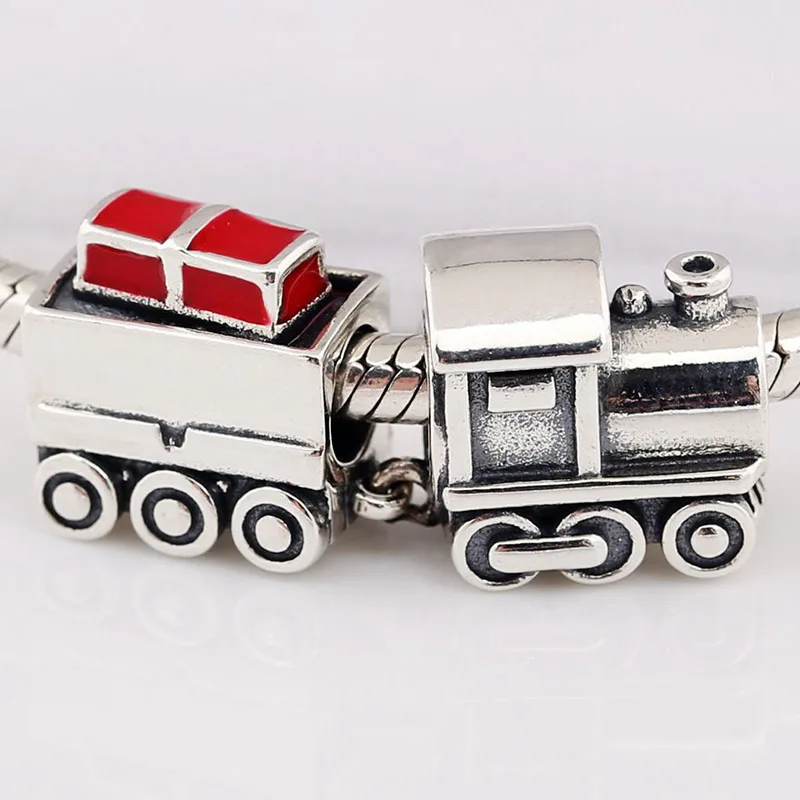 

Original 925 Sterling Silver Bead New Christmas Train Beads Fit Pandora Women Bracelet & Necklace Diy Jewelry
