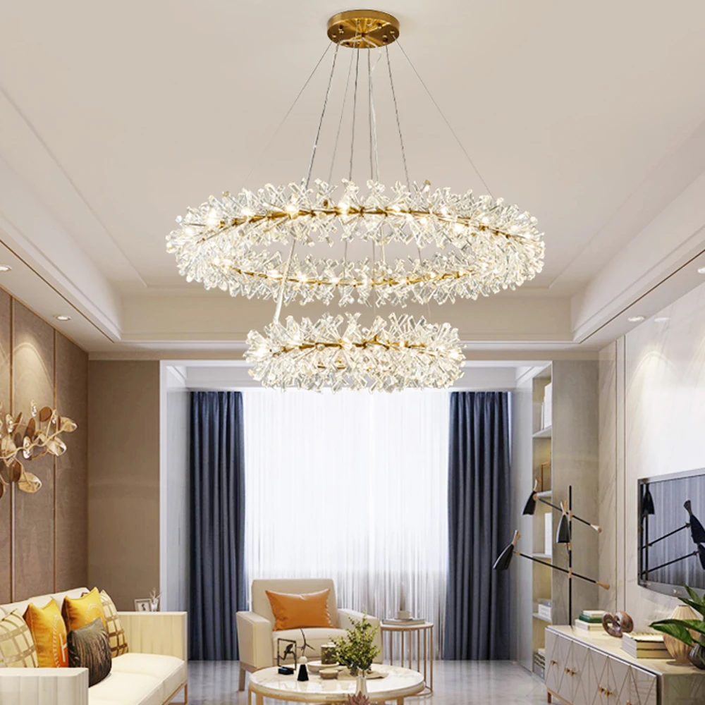 

modern round crystal chandelier flower lights for living room bedroom led hanglampe