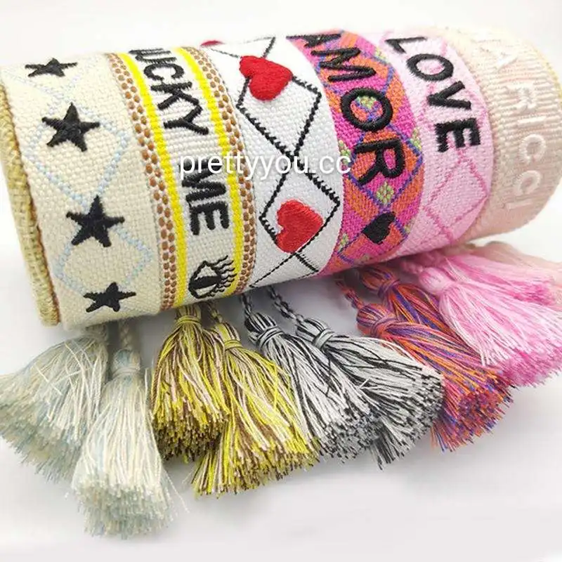 

Woven Bracelet For Women Men Adjustable Embroidery Tassel Bracelets Vintage Braided Bracelet Jewelry Gift