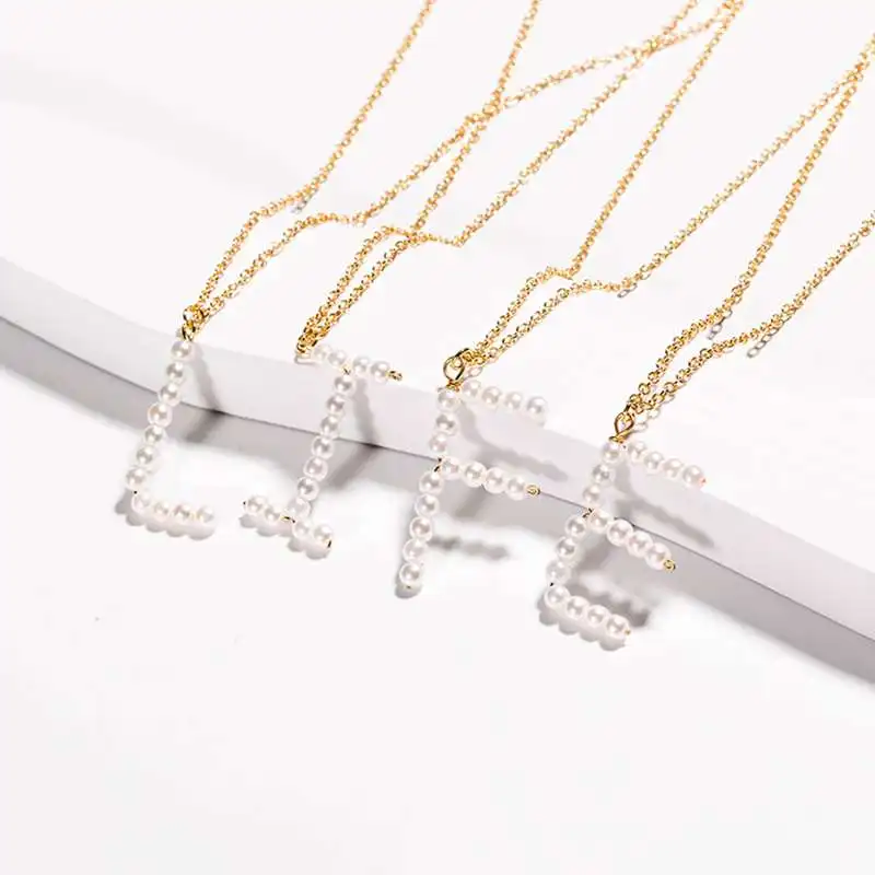 26 Letter Pearl Necklace Handmade Initial Necklaces Elegant Name Chain Gift For Women Girl | Украшения и аксессуары