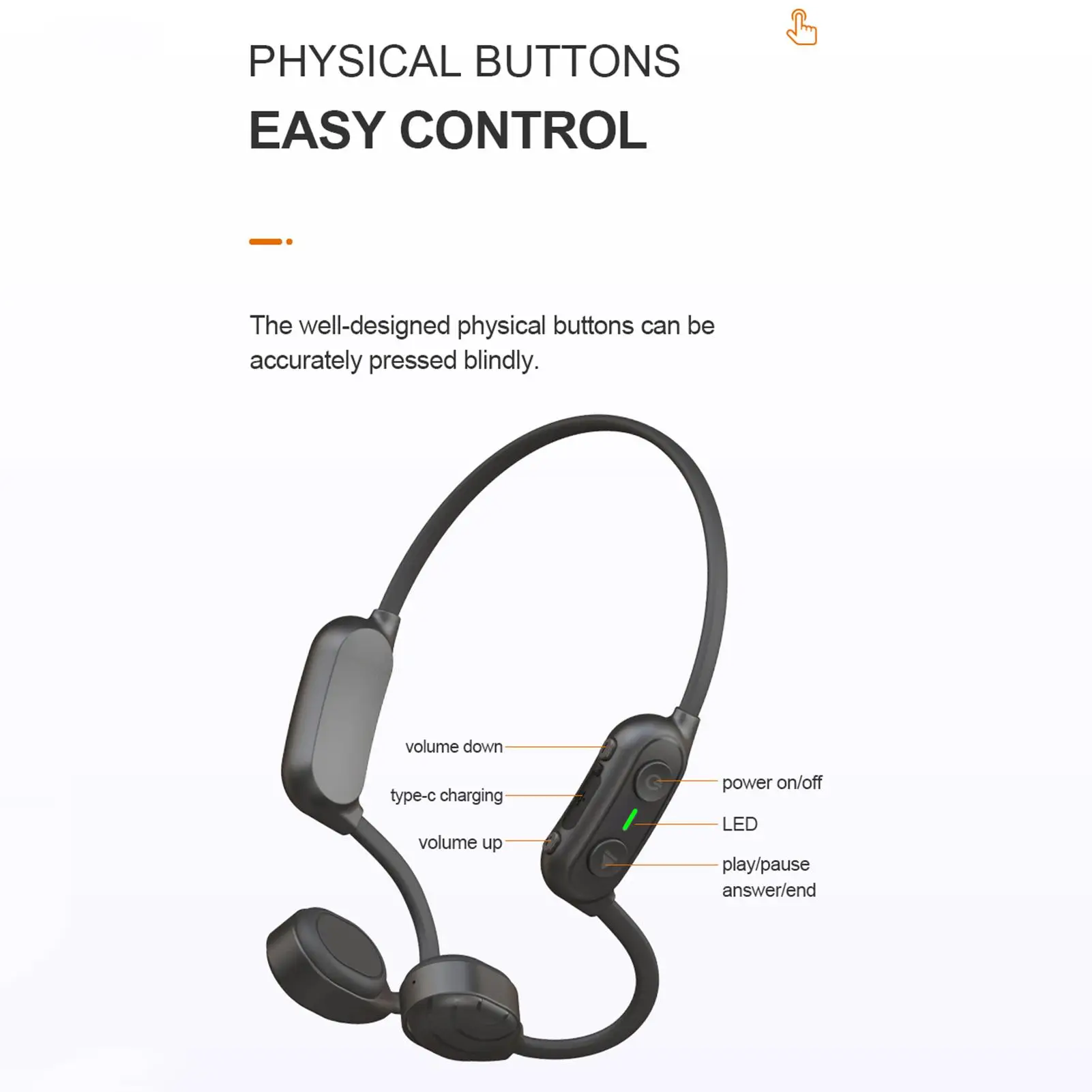

1PC Bluetooth-compatibal 5.0 Wireless Headset Bone Conduction Headset Wireless Headsets with 1PC Charging Cable