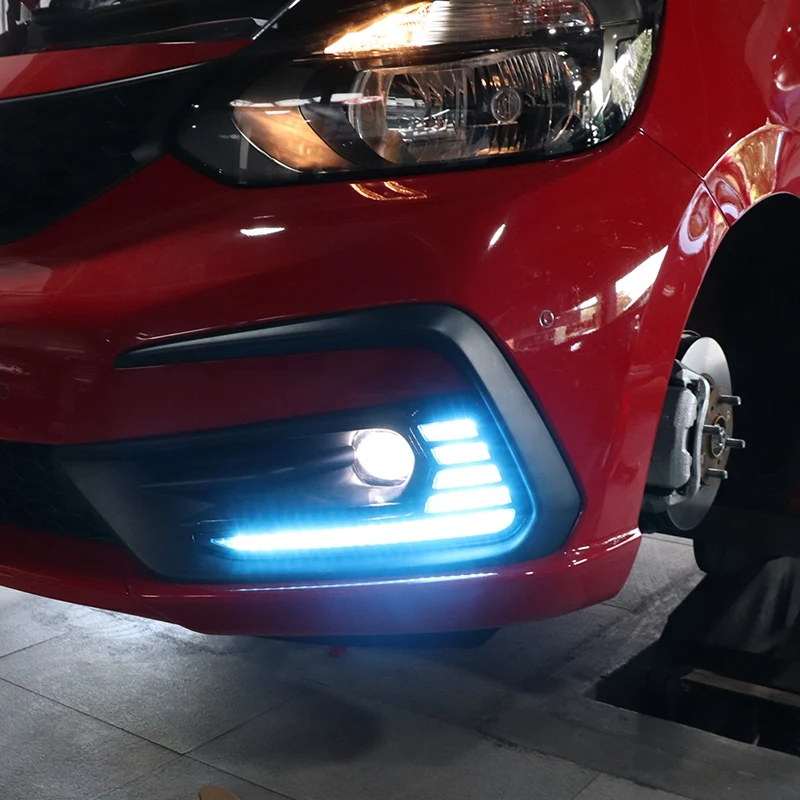 

Car LED Daytime Running Lights DRL Turn Signal Fog Lamps Dual-Color for Honda Fit 2020-2021