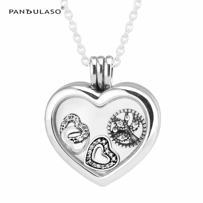 

Heart Shape Floating Locket With Petites Medium Necklace 925 Sterling Silver Jewelry Elegant Necklace For Woman Fashion Jewelry
