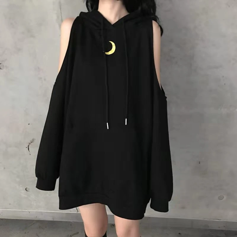 Черная серая толстовка с капюшоном оверсайз Женская Толстовка Harajuku уличная толстовка с капюшоном для женщин модная Корейская Moon Printng Толстовка для женщин