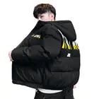 Куртка мужская зимняя на хлопковой подкладке, с буквенным принтом, плотная, с капюшоном