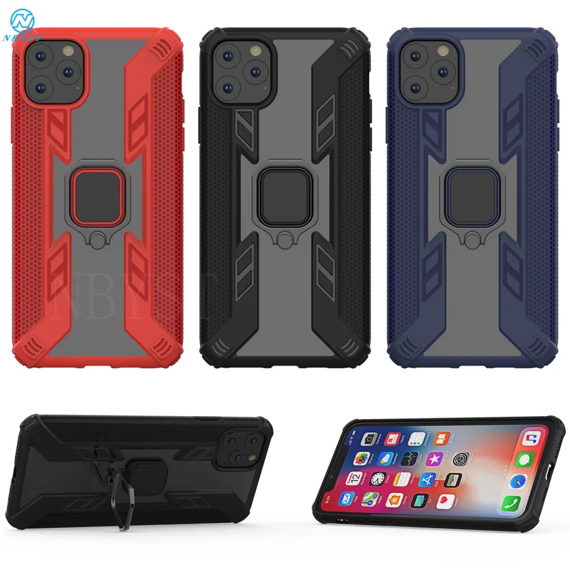 For iPhone 12 Mini Pro Max Case Armor PC Cover Finger Ring Holder 11 pro Shockproof Bumper TPUShell | Мобильные телефоны и