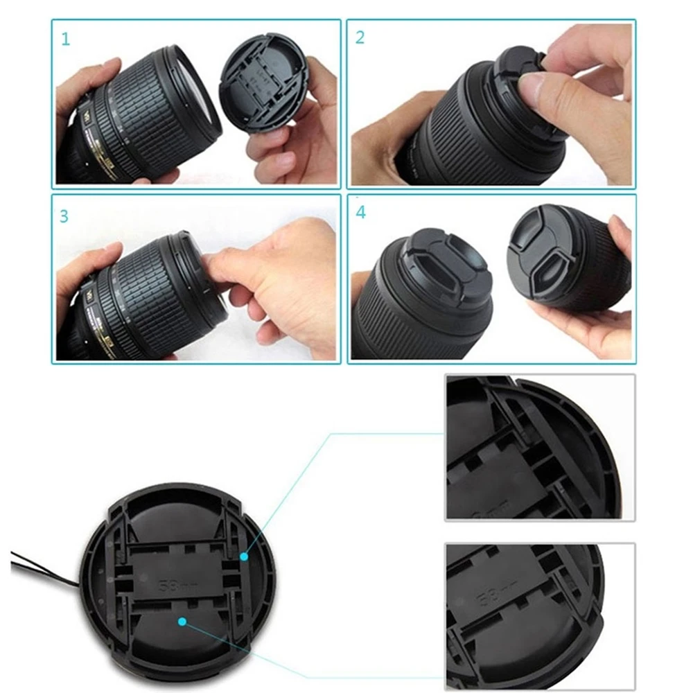 Center Snap on Lens Cap Suitable &ampNikon Canon Sony Fuji Panasonicetc Compatible with All Brands Any Lenses Camera | Электроника