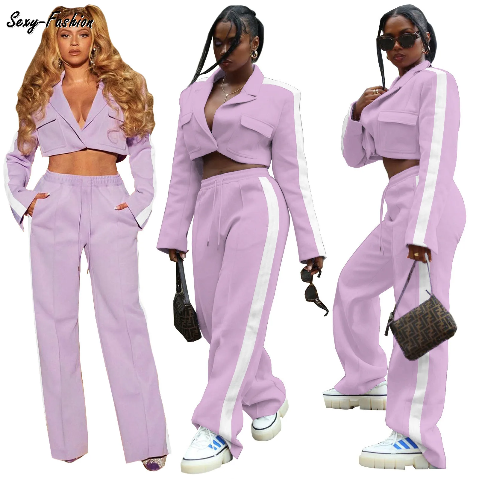 

Somoshein S-Xl Fall 2021 Fashion Two Piece Set Women Sexy Crop Top Casual Pants Matching Sets Wholesale Clothes Dropshipping