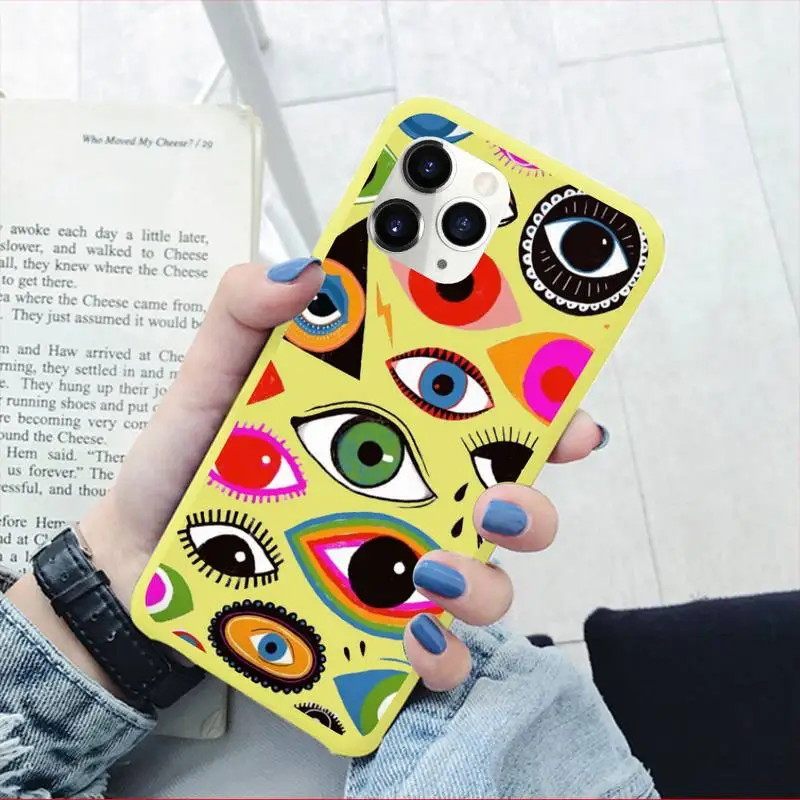 

Turkish lucky Blue Evil Eye Abstract Phone Case Candy Color for iPhone 11 12 pro XS MAX 8 7 6 6S Plus X 5S SE 2020 XR