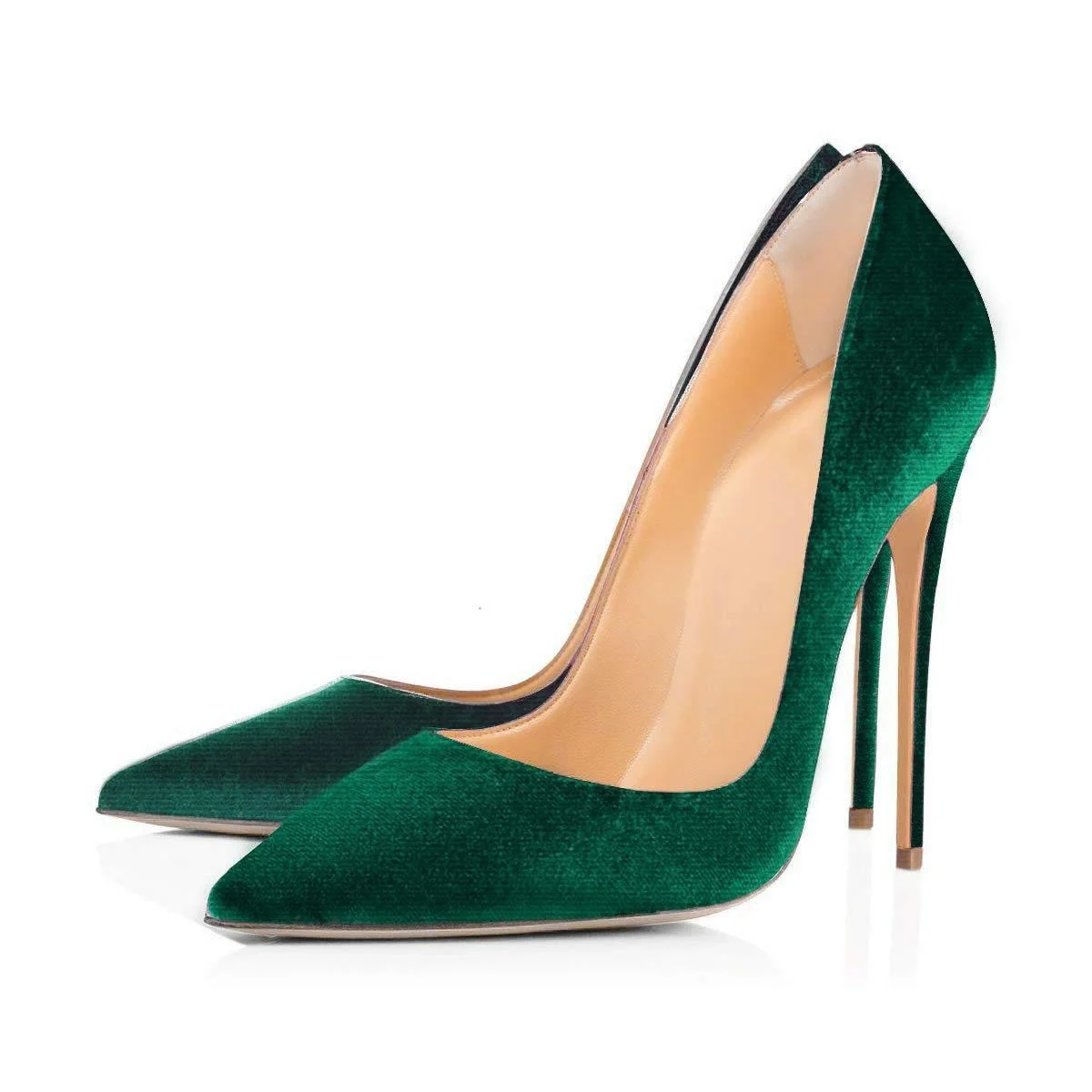 

Dress Elegant Party Office Woman Green Velvet Fashion Single Shoes Shallow Mouth Pointed Toe Stiletto Heels High Heel Pump