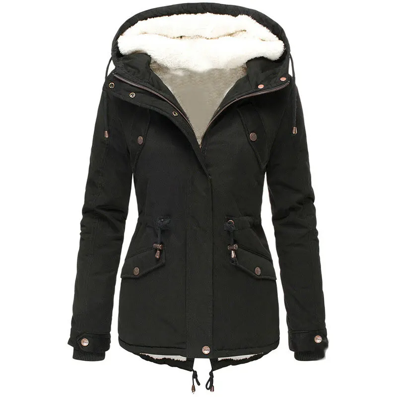 

2019 New Parkas Female Women Winter Coat Thickening Cotton Winter Jacket Womens black faux fur Outwear Parkas for Women Winter