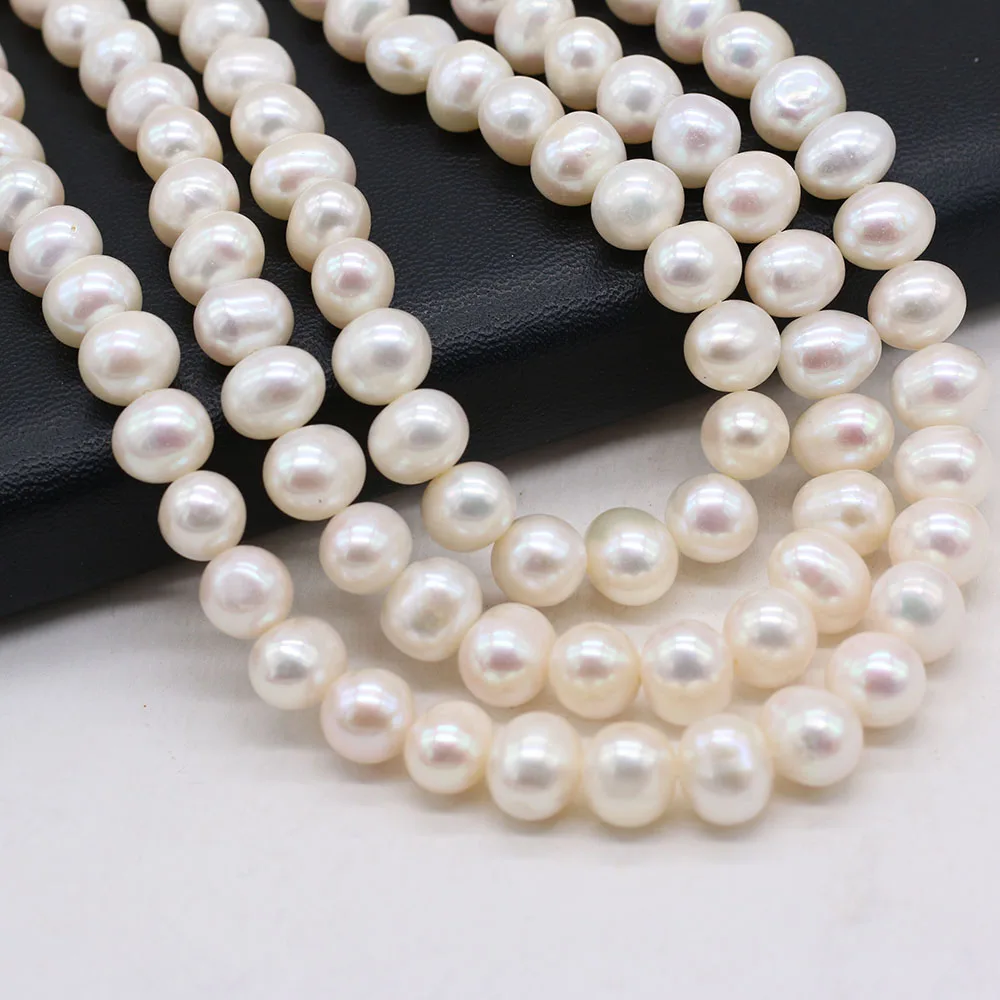 

100%Natural Freshwater Pearl Beads Smooth White Round Loose For Jewelry Making DIY Charm Bracelet Necklace Earring Accessories