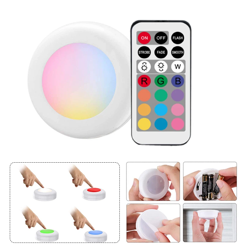 

Remote control RGB Cabinet Light 12 Colors Touch Sensor Closet Lamps LED Lights for Bedroom Living Room Kitchen Lighting Decor