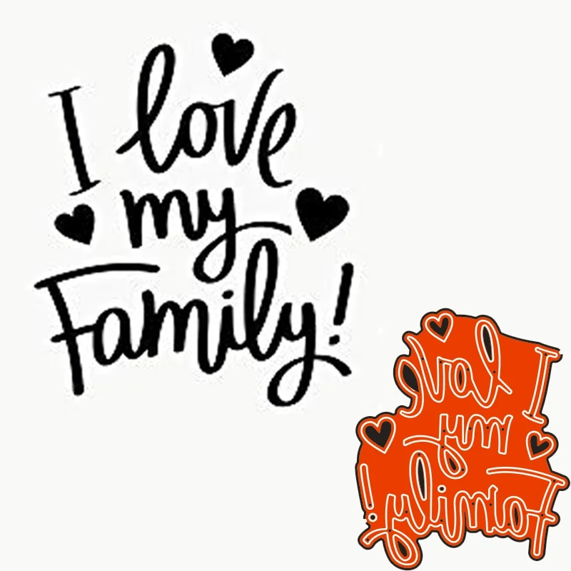 

Металлический трафарет с буквами «I Love My Family», для творчества