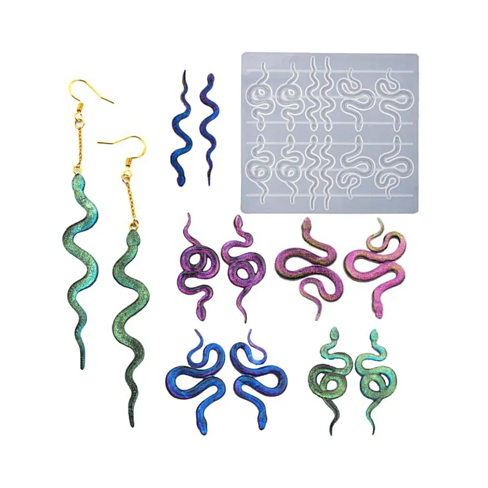 

Glossy Snake Silicone Mold Drop Earring Epoxy Jewelry Accessories DIY UV Resin Craft Pendant Charms Making