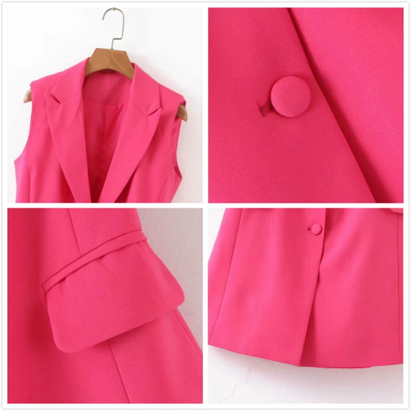 2019 шикарный блейзер без рукавов жилет пальто женский однобортный жакет с