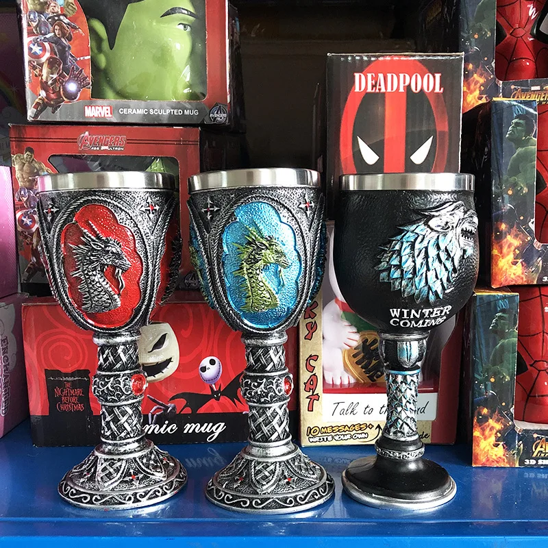 Игровой бокал с головой волка и льва 3D трехмерный узор двойная полимерная чашка