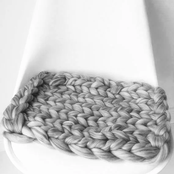 White Gray 2x2 м одеяло крупной ручной вязки Большая мягкая теплая зимняя кровать диван одеяло толстая пряжа мериносовая шерсть объемное вязаное одеяло - Цвет: White Gray