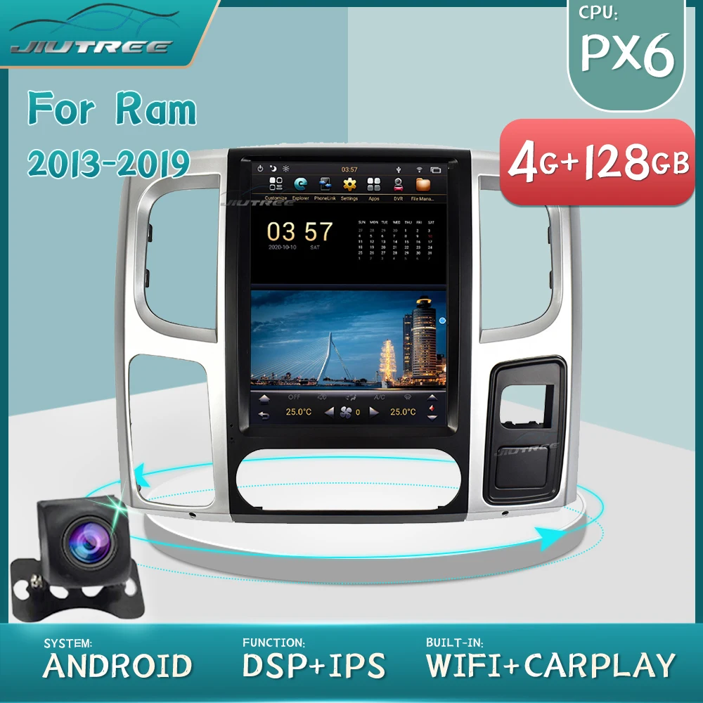 

Автомобильный мультимедийный плеер PX6 на платформе Android с вертикальным экраном для Dodge RAM 1500 2500 3500 4000 4500 2013-2019, автомагнитола с GPS-навигацией, ...