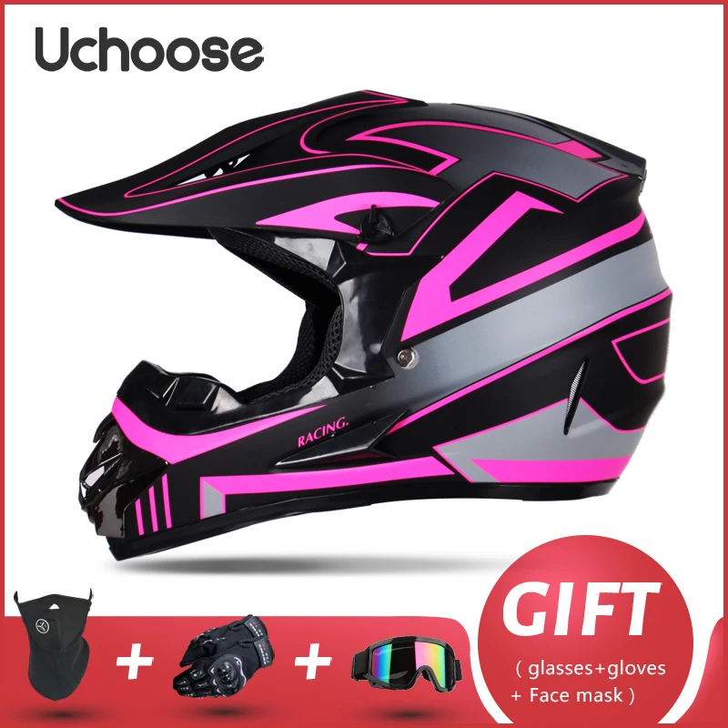 

UCHOOSE Motorcycle Helmet Professional Motocross Acessorios Children Off-road Casque Capacete De Motocicleta ATV Helmets 3 Gift