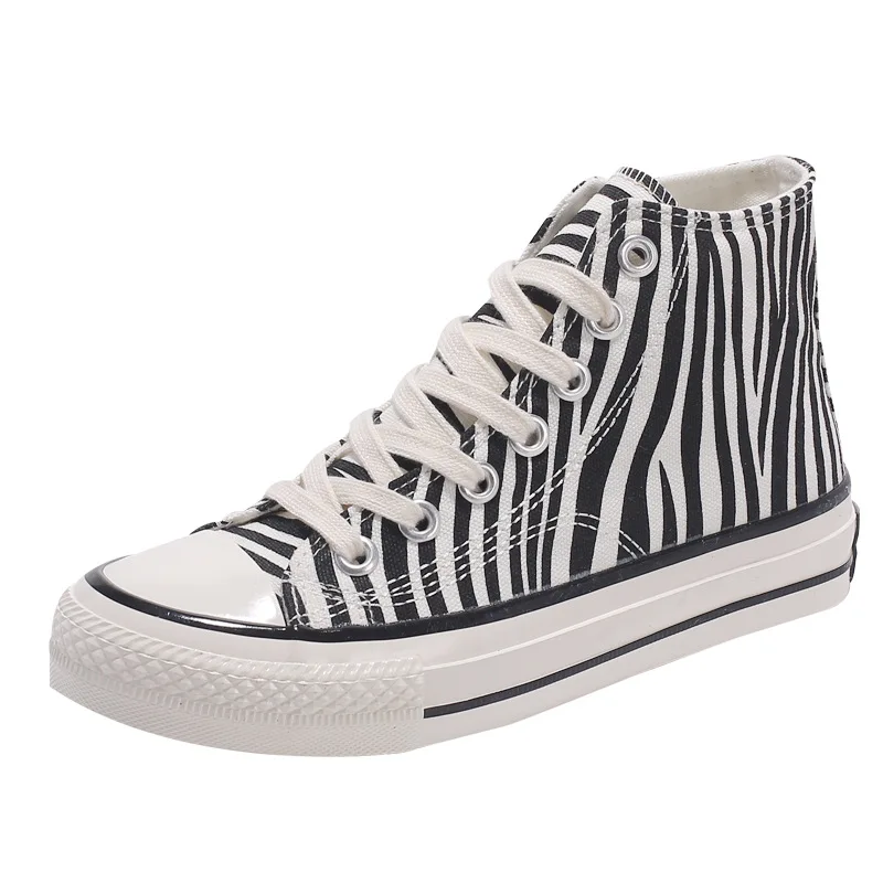 

Fashion Zebra Canvas Shoes Women Espadrilles Animal Print Women Vulcanized Shoes High Canvas Sneakers For Women zapatos de lona