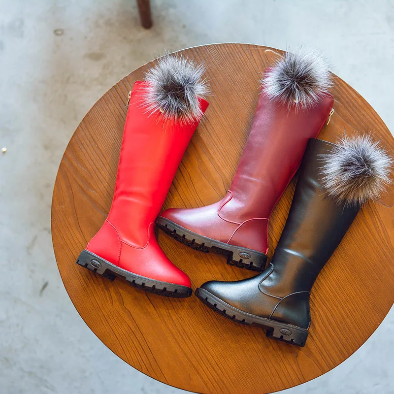 Ботинки для девочек Сезон осень зима Детские ботинки на меху Бархатная теплая