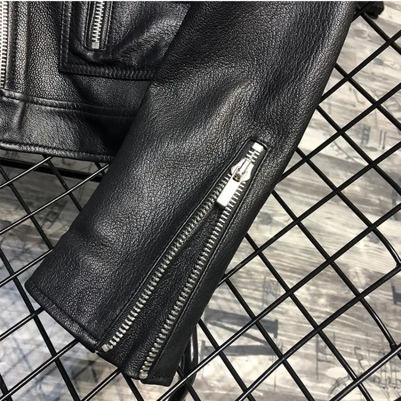 

100% Genuine Leather Short Jacket Women Spring Autumn Biker Motorcycle Sheepskin Coat Fashion Zip Slim Office Lady Outerwear