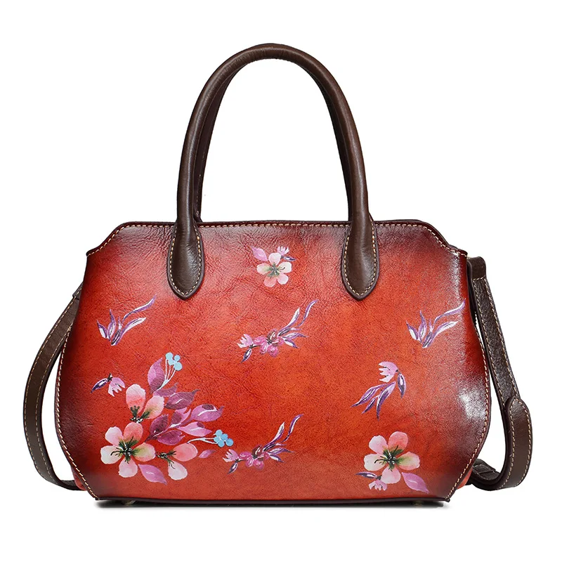 Женская сумка тоут из натуральной кожи с перекрестными ремешками в стиле ретро