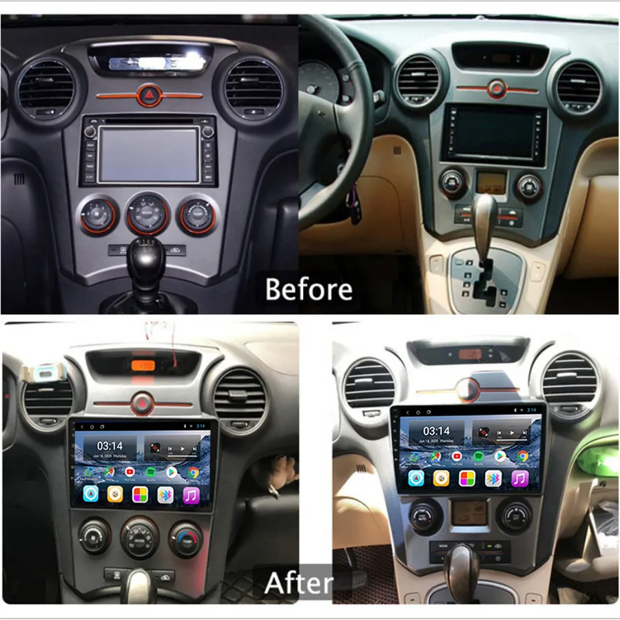Автомагнитола 2DIN 9 дюймов Android 10 мультимедиа 4G SIM carplay KIA Carens 2007-2011 A/C GPS-навигация