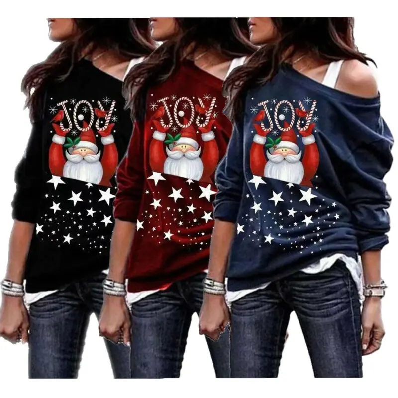 Рождественская женская блузка с рождественским принтом женские топы Сантой