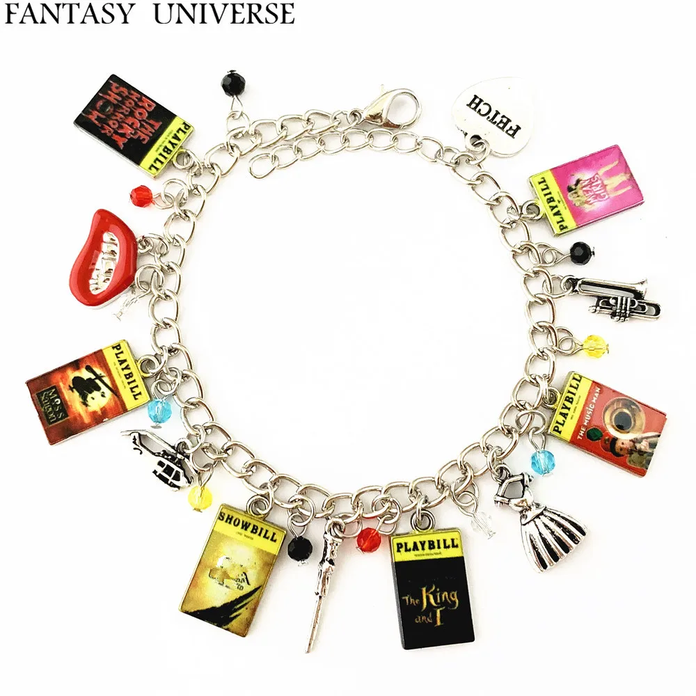 FANTASY UNIVERSE Charm Bracelet Broadway Poster tag High Quality Saxophone Helicopter Evening Dress Small Jewelry Woman/Boy Gift