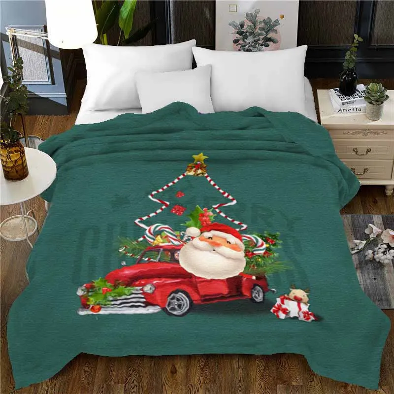 

Рождественское украшение, фланелевое одеяло с Санта-Клаусом, мягкие кровати, диван, удобное бархатное одеяло, домашнее покрывало, зимнее по...
