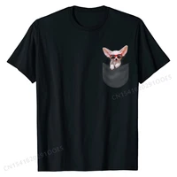 pocket fennec fox puppy in red retro sunglass t shirt t shirt tops shirts company cotton camisa printed on young