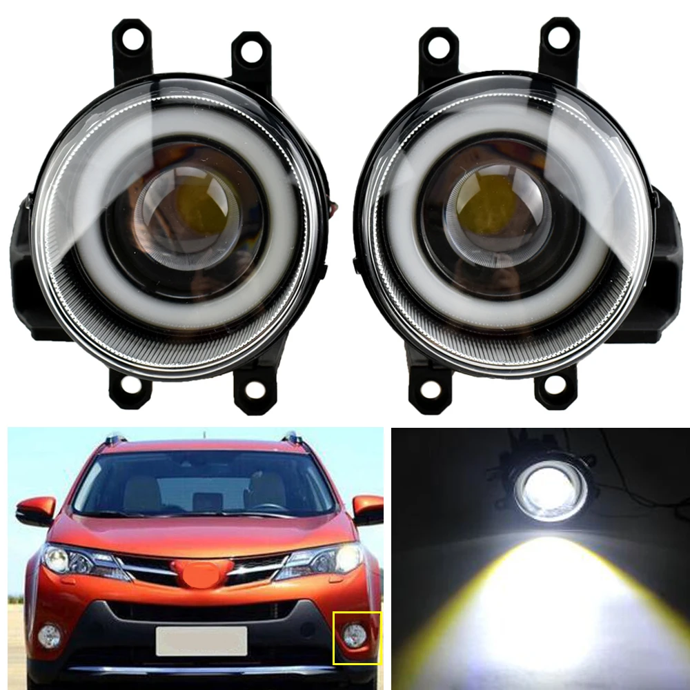 

2PCS Super Bright LED Fog Light + Angel Eye DRL H11 12V For Toyota RAV4 RAV 4 2013 2014 2015 Car Styling