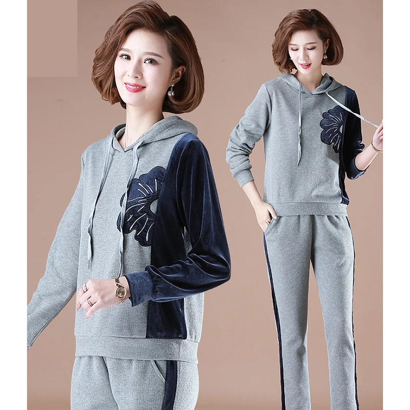 

New 2020 Spring Autumn Fashion Women's Suits Tracksuits Sets Casual Hoodie Jacket & Trousers Sportswear 2 Pcs Sets Plus Size 5XL